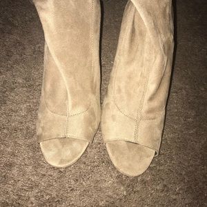 Taupe over the knee boots